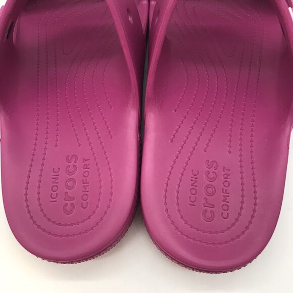 CROCS Iconic Comfort Men's 13 Pink Slides Fushia Fun Double Strap Sandal Jibbits - Picture 12 of 12